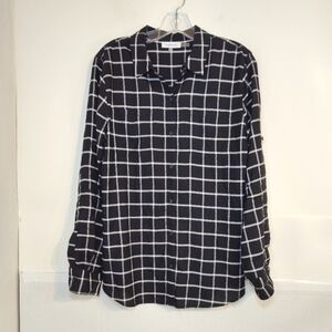 Calvin Klein Women's roll sleeve black/white shirt size (M)